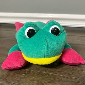 Vintage New Orleans‎ Plush Green Frog Stuffed Animal Toy Pink Feet Kids